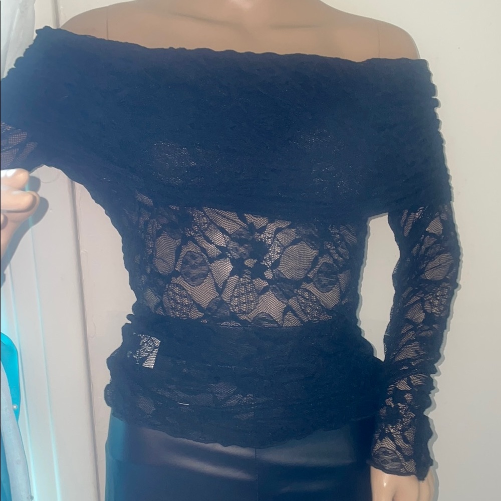 Black Lace Off-Shoulder Top